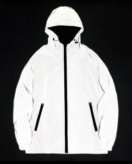 NEW SIZE Night Reflective Jackets Double Fabric Windbreaker Hooded Jacket Men Hip Hop Dancer Waterproof Zipper Coats Outwear - AliExpress
