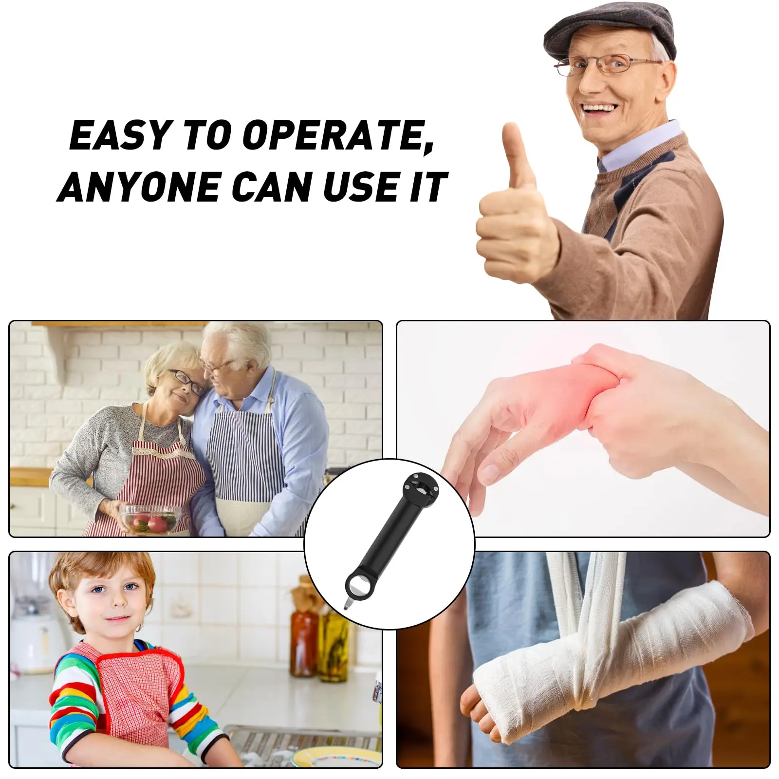 Multifunctional Bottle Opener Stainless Steel Lid Opener Adjustable WineBeer Can Opener for Weak Hands Seniors Kitchen Tools - Image 6