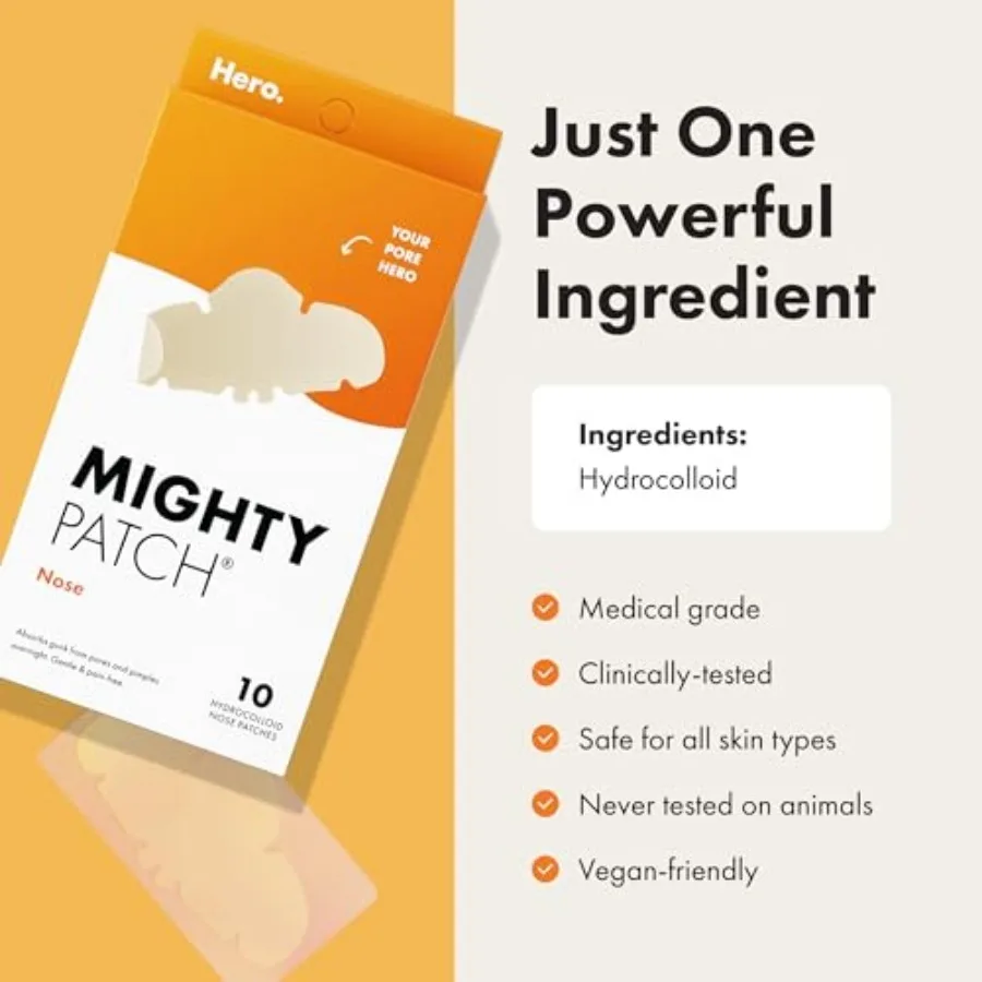 Mighty Patch Nose Pimple Patches, Large Hydrocolloid Pore Strips, Dermatologist Approved, Overnight, Pimple Stickers from, 0 co - Image 6
