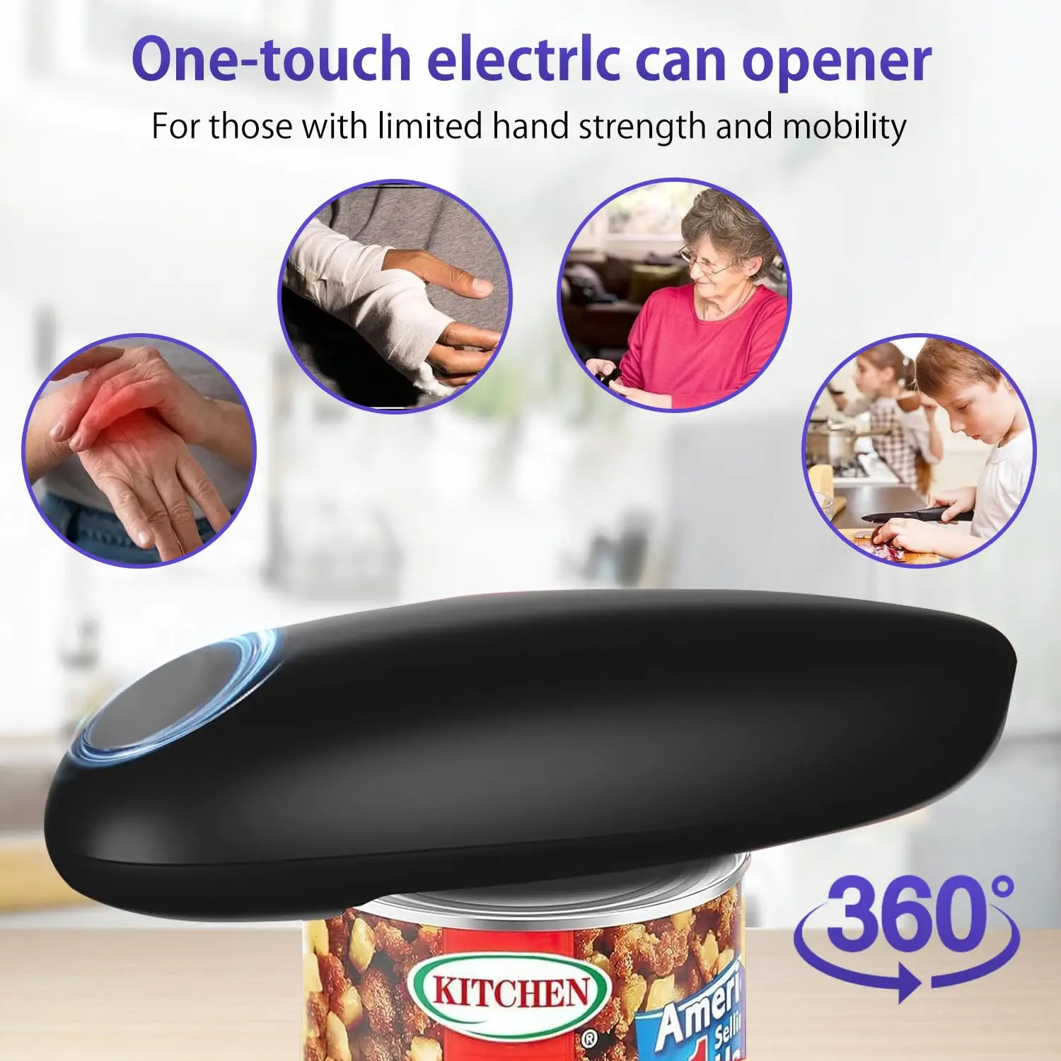 Electric Can Opener, Compact Cordless, Battery Powered (Requires 2 AA, Not Included) Disabled Hands, for Kitchen, Camping - AliExpress 15 - Image 2